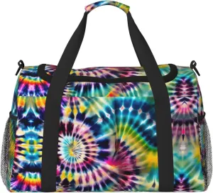Exotic Tribe Tie Dye Style print Large Canvas Travel Duffel Bag Weekender Bags for Women Overnight Bag Carry On Tote Bag