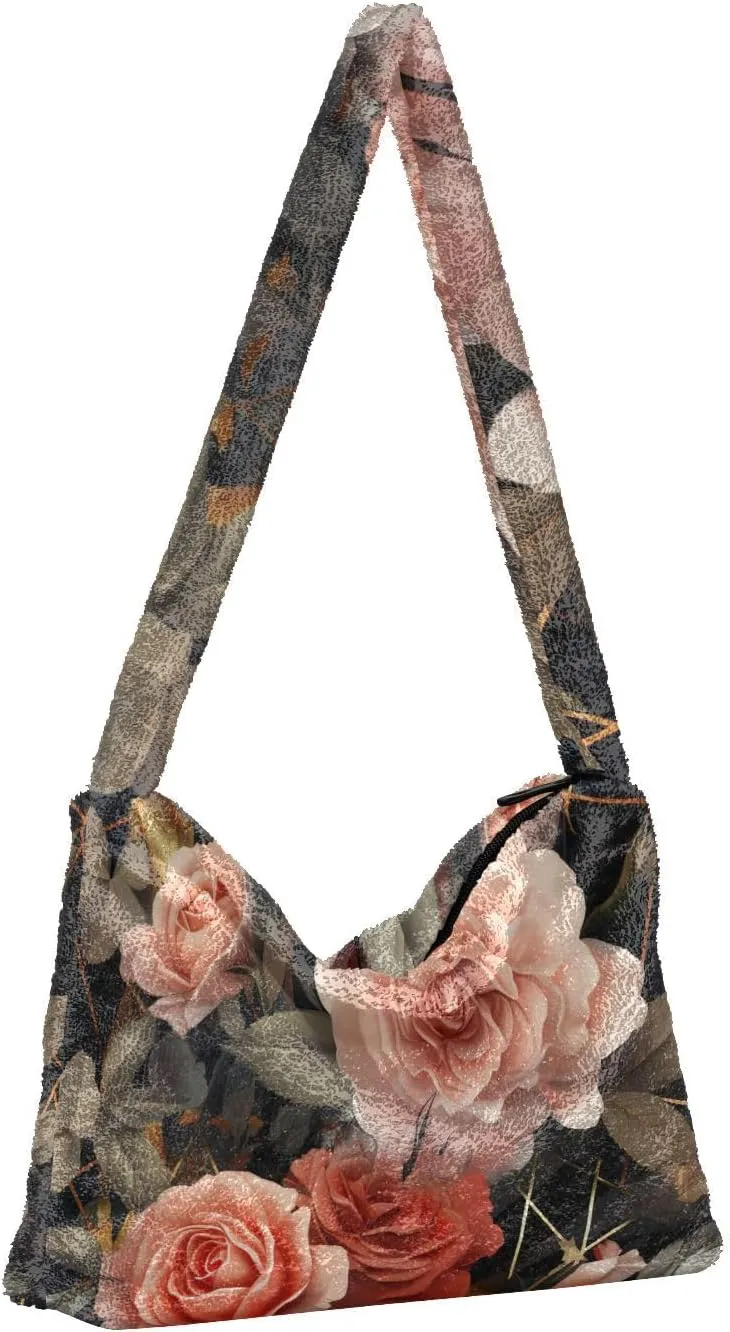 Exotic Tropical Vrctor Hawaiian Plants Shoulder Bag, Plush Hand Bag, Autumn Handbags
