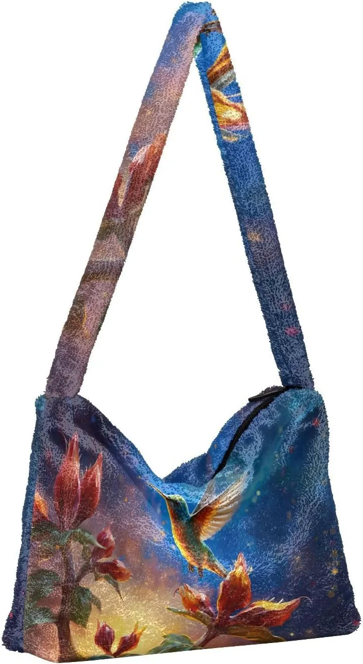 Exotic Tropical Vrctor Hawaiian Plants Shoulder Bag, Plush Hand Bag, Autumn Handbags