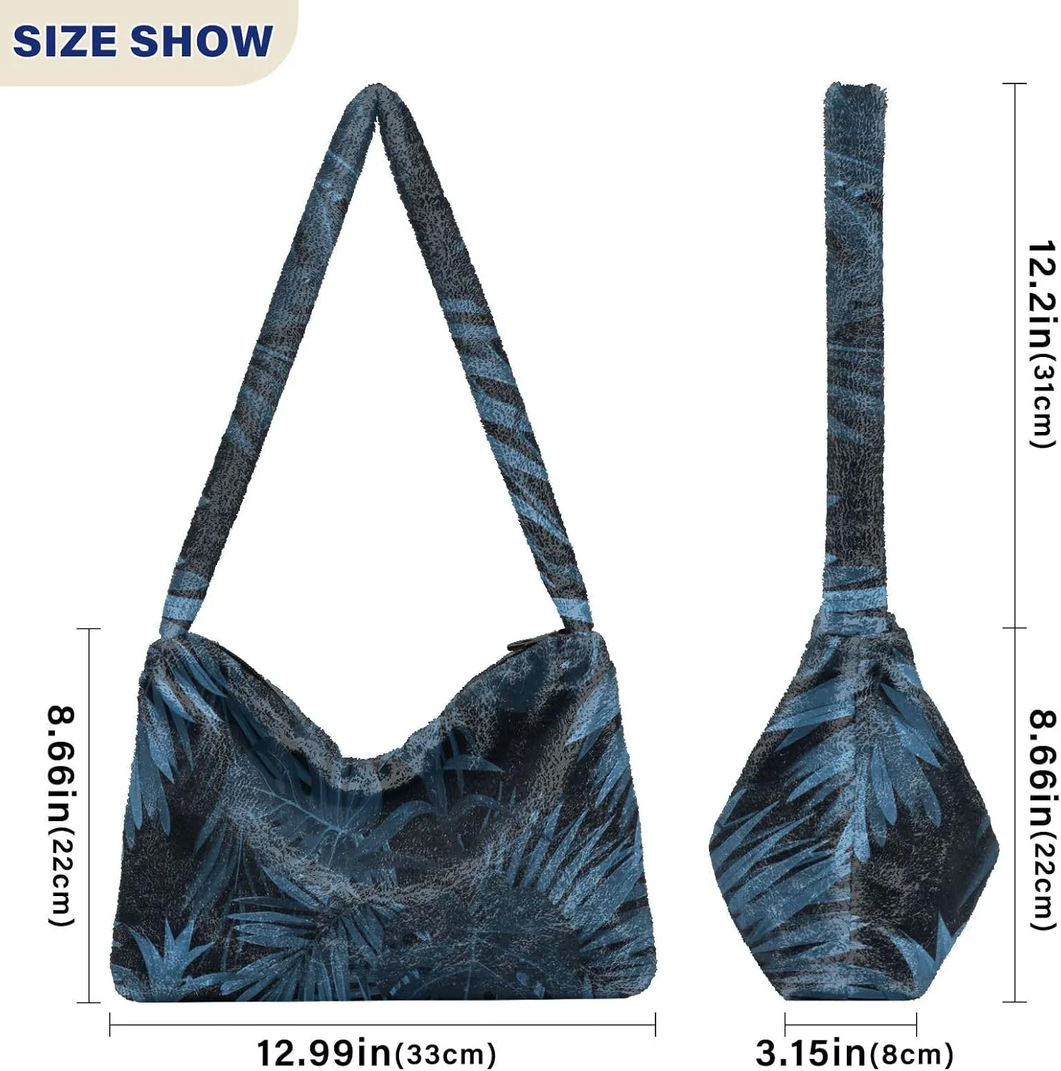 Exotic Tropical Vrctor Hawaiian Plants Shoulder Bag, Plush Hand Bag, Autumn Handbags