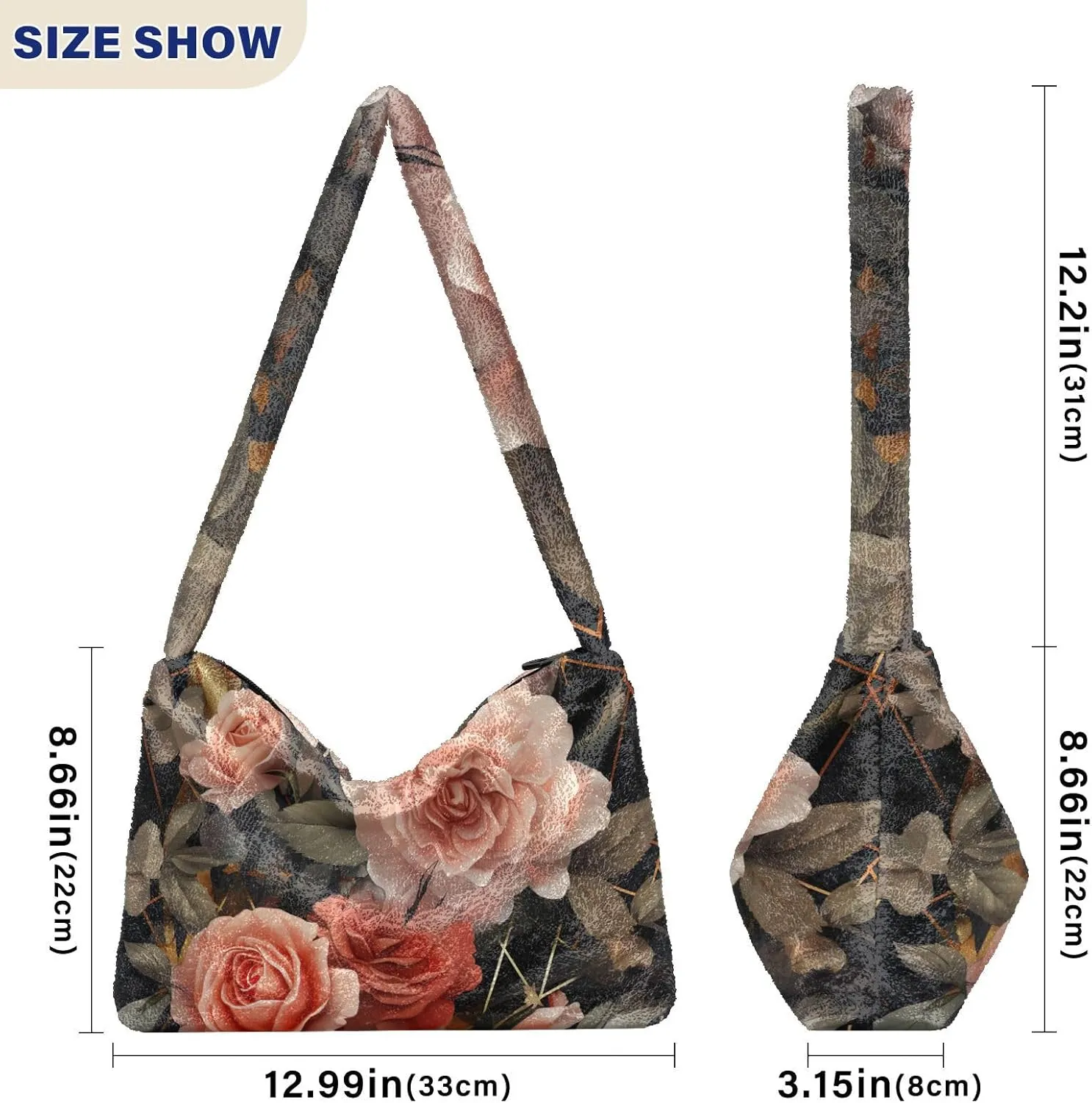 Exotic Tropical Vrctor Hawaiian Plants Shoulder Bag, Plush Hand Bag, Autumn Handbags