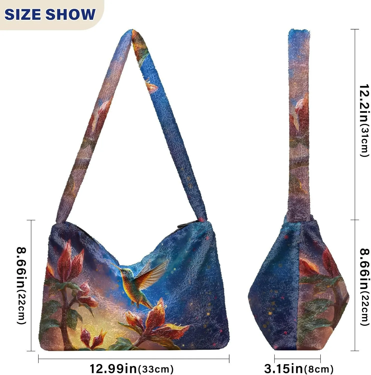 Exotic Tropical Vrctor Hawaiian Plants Shoulder Bag, Plush Hand Bag, Autumn Handbags