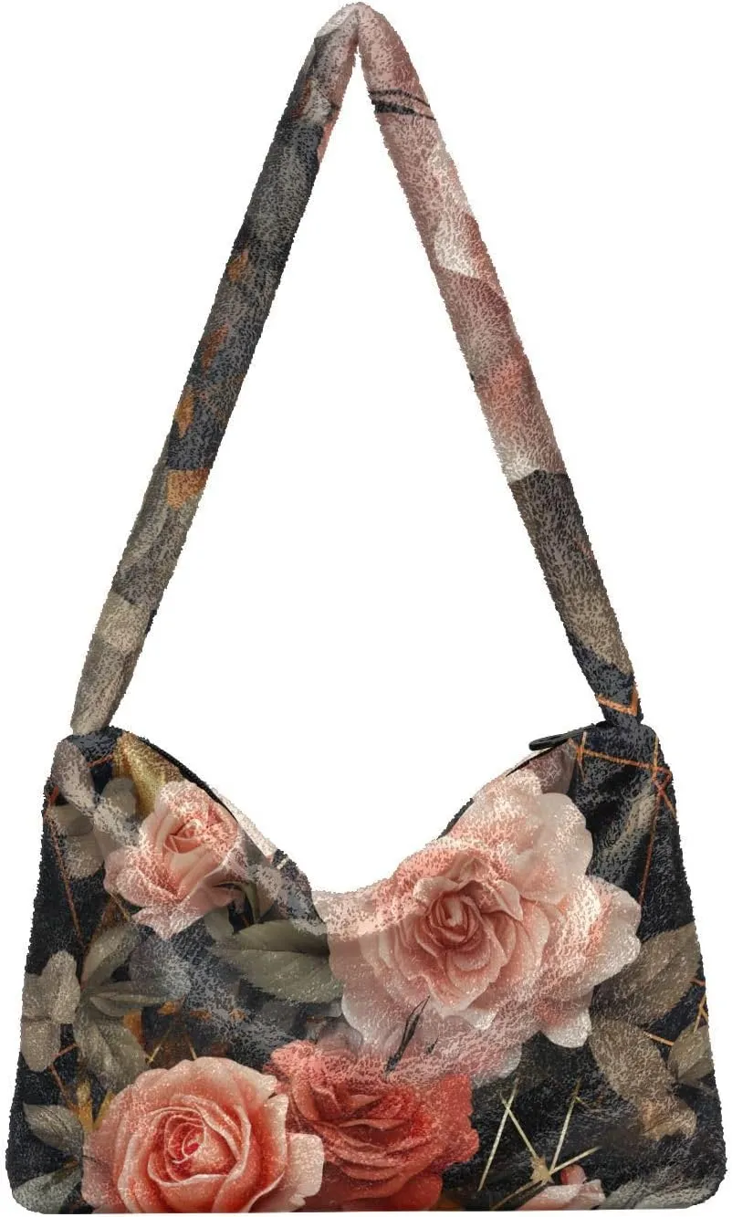 Exotic Tropical Vrctor Hawaiian Plants Shoulder Bag, Plush Hand Bag, Autumn Handbags