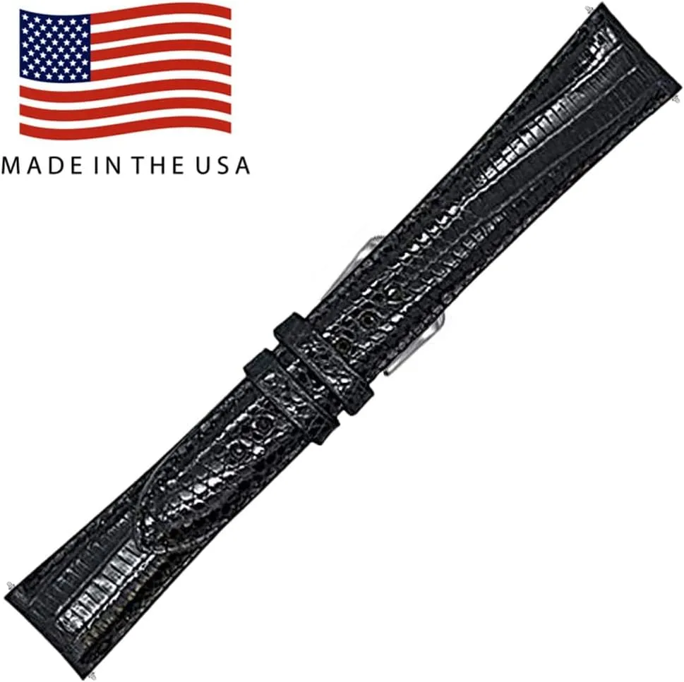 Exotic Watch Band Lizard Watch Strap with Hand-Painted Edges | Watch Band with 2 Interchangeable Silver And Gold Buckles & Complementary Spring Bars