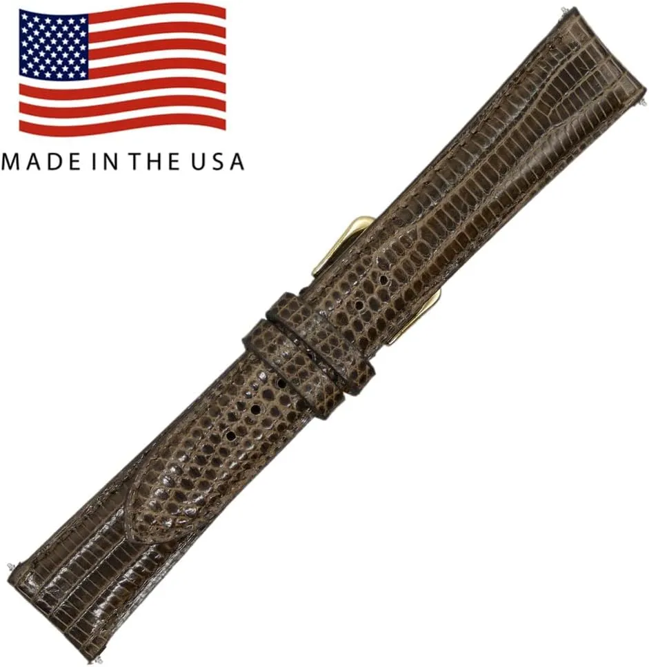 Exotic Watch Band Lizard Watch Strap with Hand-Painted Edges | Watch Band with 2 Interchangeable Silver And Gold Buckles & Complementary Spring Bars