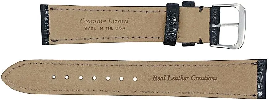 Exotic Watch Band Lizard Watch Strap with Hand-Painted Edges | Watch Band with 2 Interchangeable Silver And Gold Buckles & Complementary Spring Bars