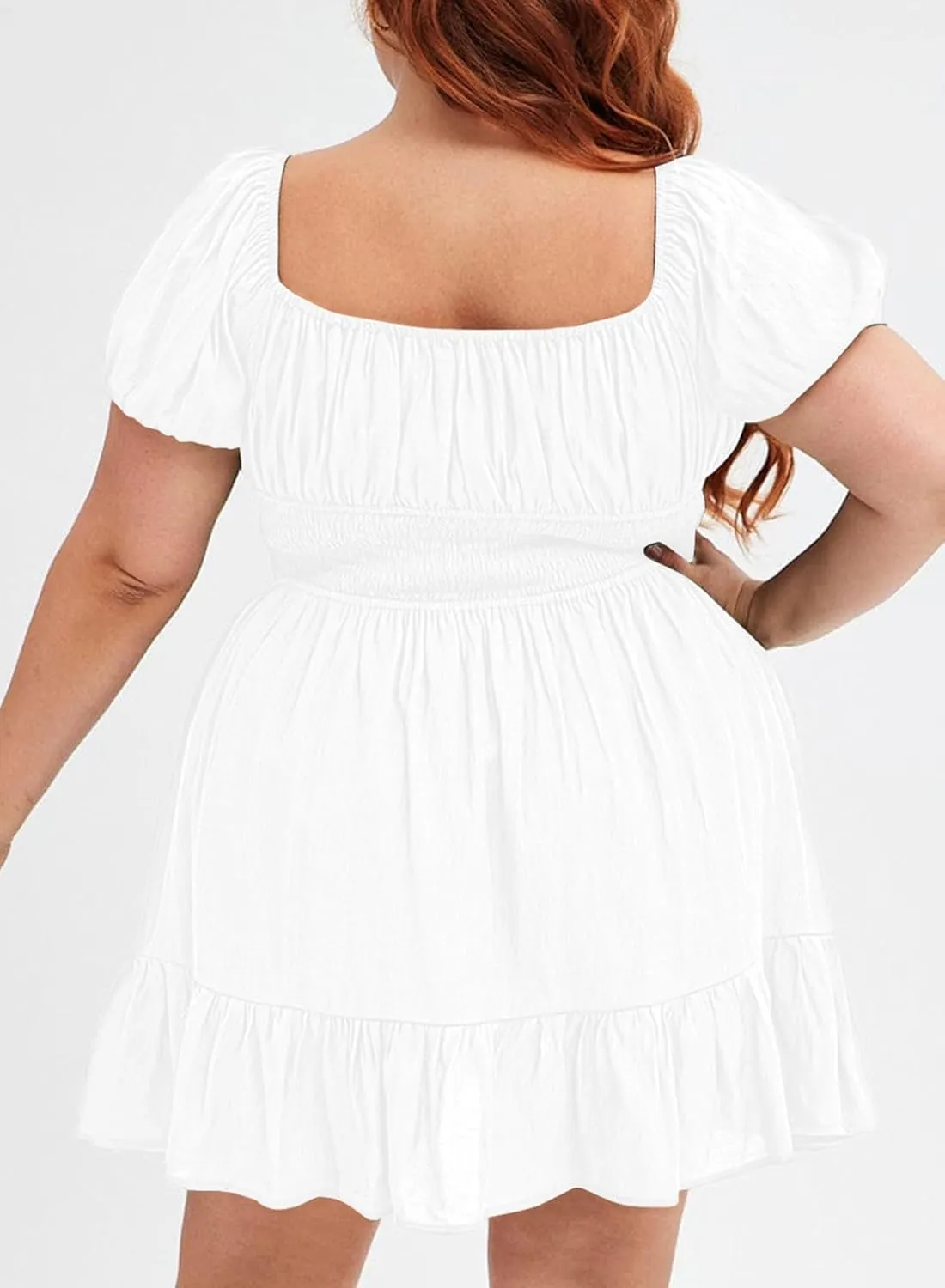 Eytino Women Plus Size Summer Dress Short Sleeve Sweetheart Neck Casual Mini Dresses