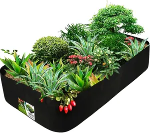 Fabric Raised Garden Bed, 128 Gallon 3 Grids Rectangle Garden Grow Bags, 3x6 FT Breathable Planter Raised Beds for Growing Vegetables Flowers Herb, Raised Planters for Outdoor Plants