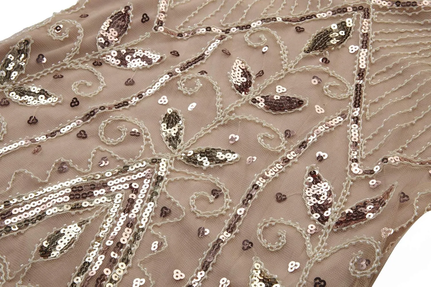 FAIRY COUPLE 1920s Floor-Length V-Back Sequined Embellished Prom Evening Dress D20S004