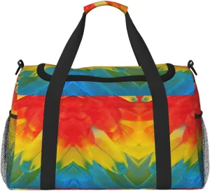 Fantastic Parrot Feather print Large Canvas Travel Duffel Bag Weekender Bags for Women Overnight Bag Carry On Tote Bag