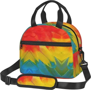 Fantastic Parrot Feather Print Lunch Bag Adult Lunch Box for Women and Men with Adjustable Shoulder Adult Tote Bags