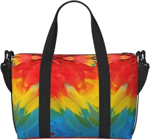Fantastic Parrot Feather print Womens travel bags, weekender carry on for women, sports Gym Bag, Overnight Carry on Bag