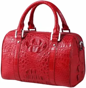 Fashion Lady Purse Genuine Crocodile Leather Women's Small Boston Bag Exotic Alligator Skin Zipper Closure Female Handbag