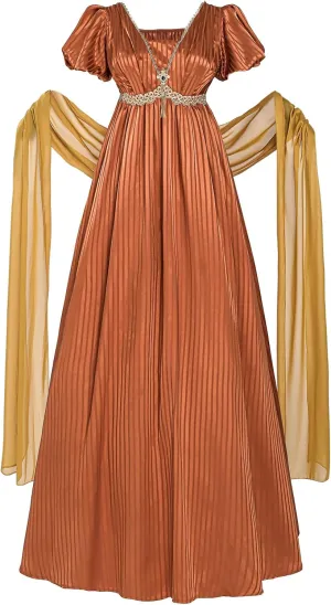 FCCAM Regency Dresses for Women Empire Waist 1800s Victorian Dress Ball Gown with Shawl