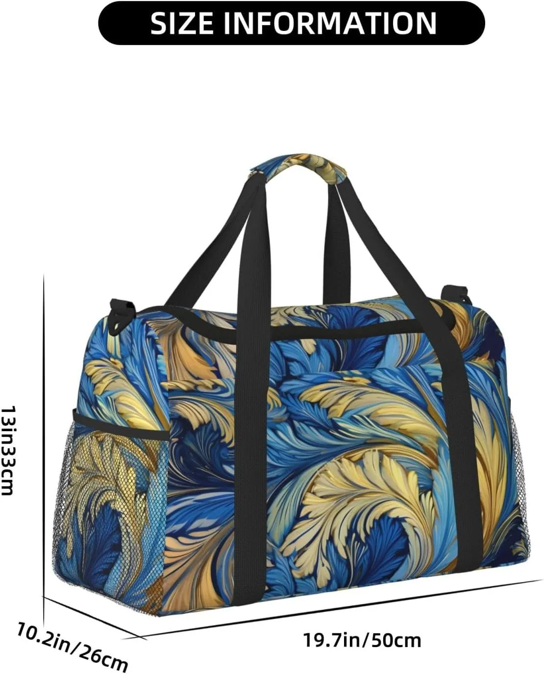 Feather Yellow Blue Duffle Bag Foldable Travel Tote Bag Carry On Large Weekender Overnight Bags Waterproof Gym Bag For Women Men