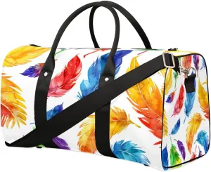 Floating Feather Colored Travel Duffel bag for Men Women Weekender Overnight Bag Gym Bag Carry On Luggage Bags for Yoga Workout Sports