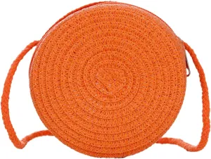 Floerns Women's Round Crossbody Purse Bag Beach Summer Straw Shoulder Bag