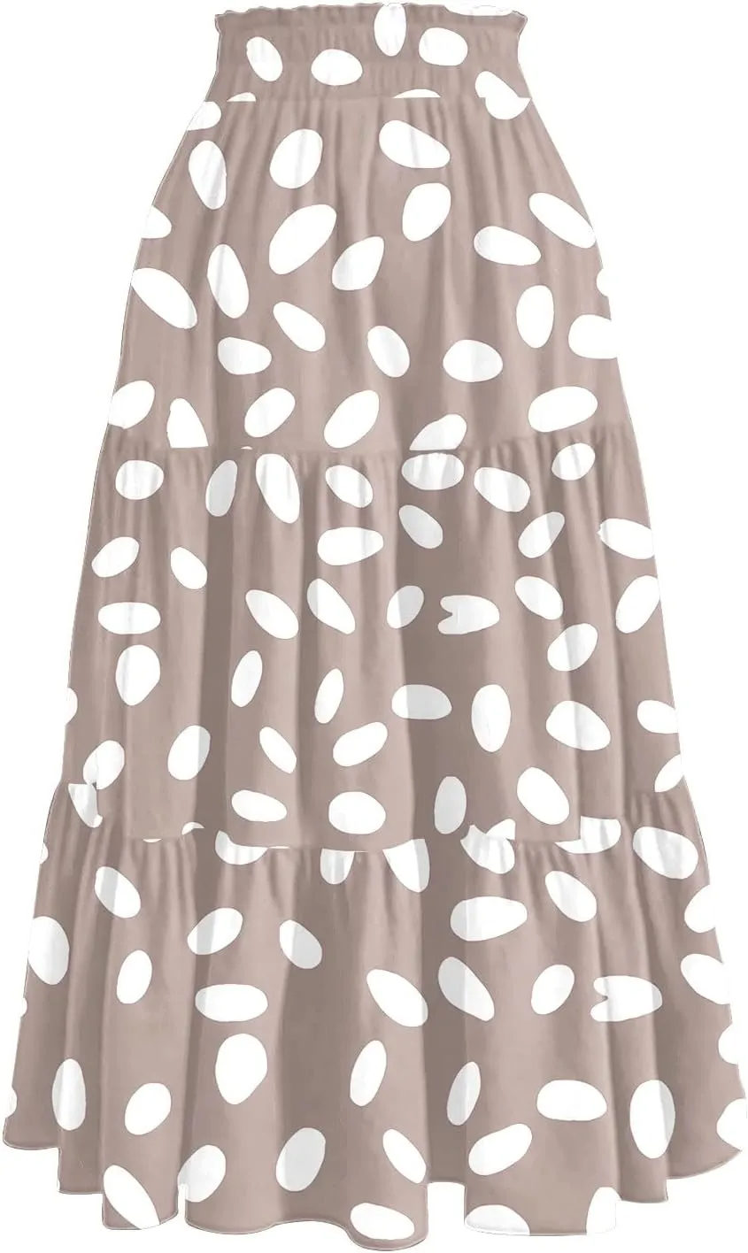 Floral Midi Length Skirt Casual Work Flowy A Line Skirts Summer Comfy Business Casual Outfits