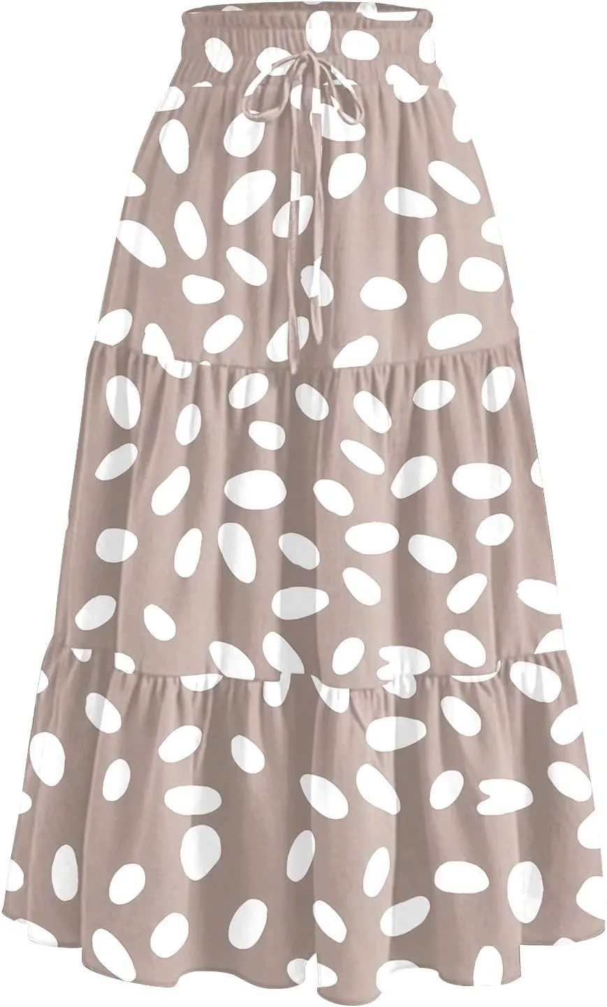 Floral Midi Length Skirt Casual Work Flowy A Line Skirts Summer Comfy Business Casual Outfits