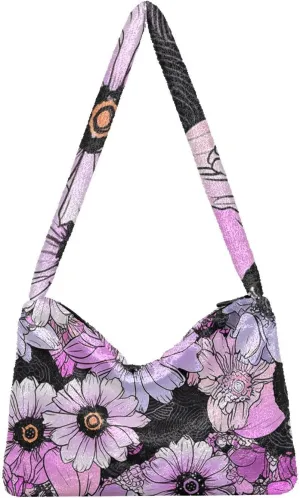 Flowers Colorful Cartoon Womens Shoulder Bags, Shoulder Tote Bag with Zipper, Autumn Handbags