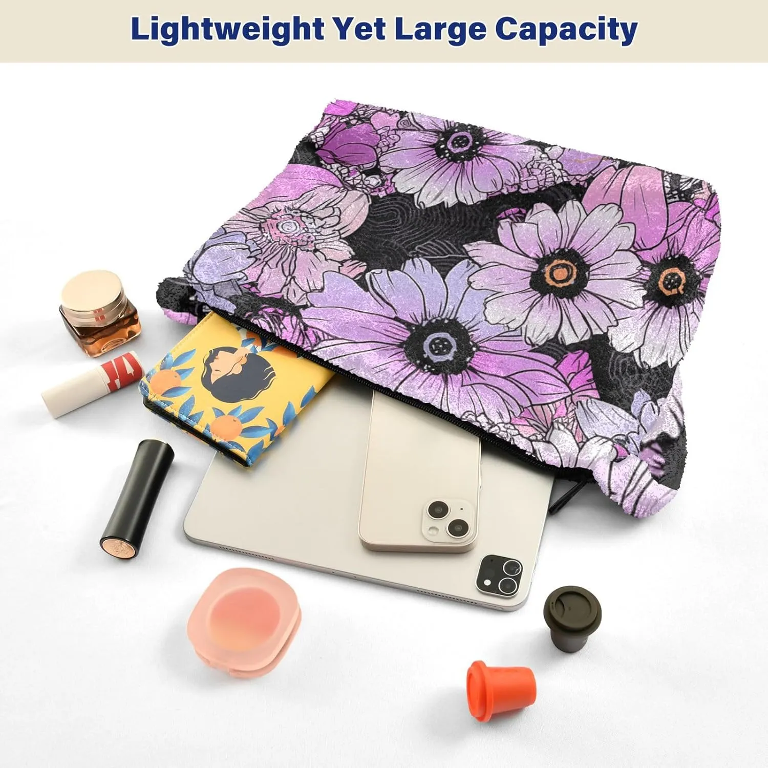 Flowers Colorful Cartoon Womens Shoulder Bags, Shoulder Tote Bag with Zipper, Autumn Handbags