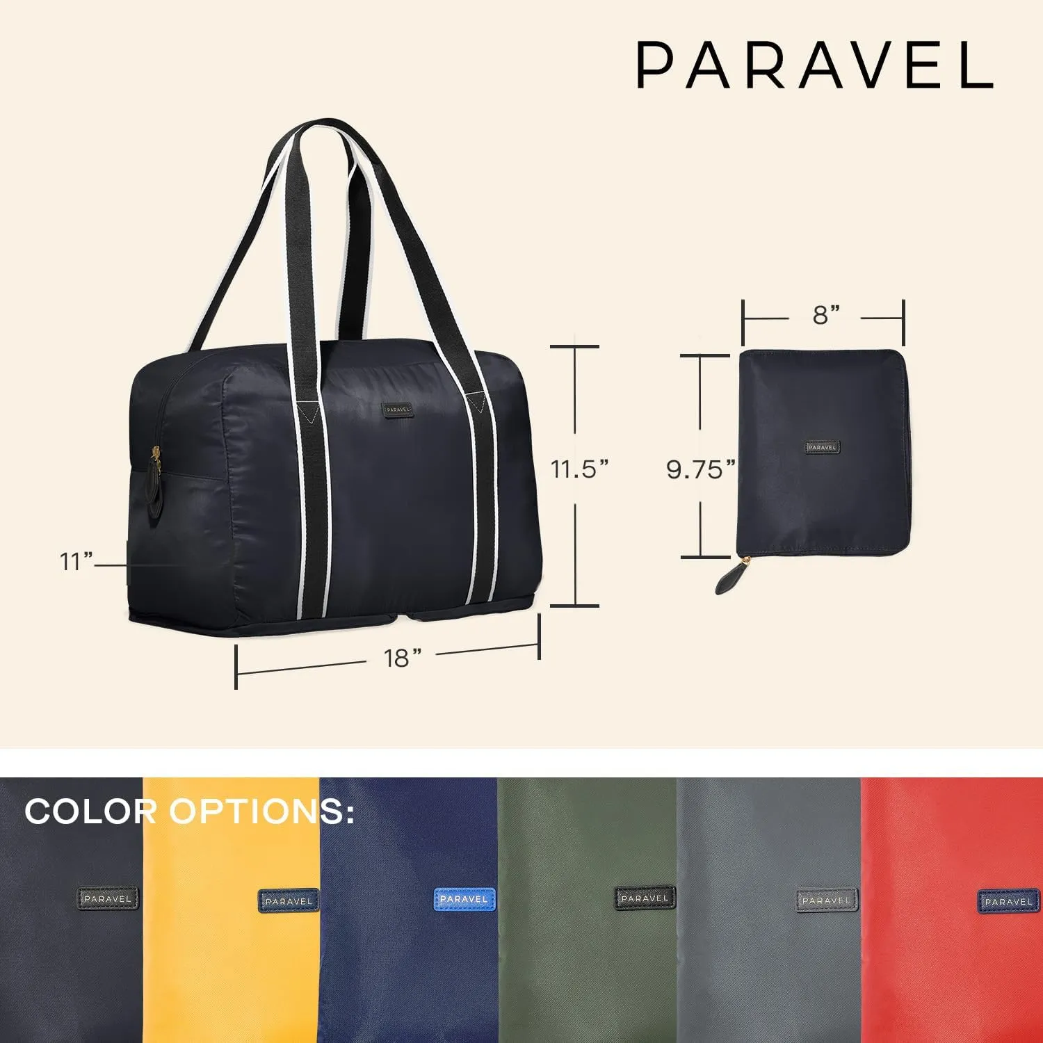 Foldable Duffle Bag for Travel | Lightweight, Water-Resistant, Multifunctional Carry On Bag | Sustainable and Durable Nylon