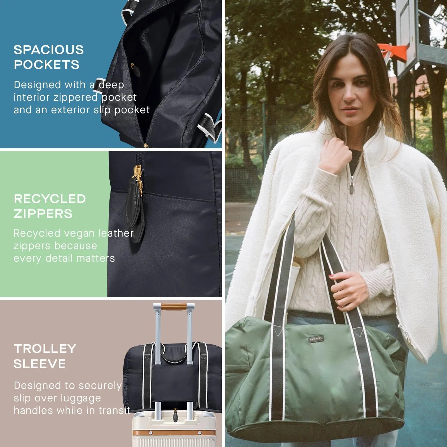 Foldable Duffle Bag for Travel | Lightweight, Water-Resistant, Multifunctional Carry On Bag | Sustainable and Durable Nylon