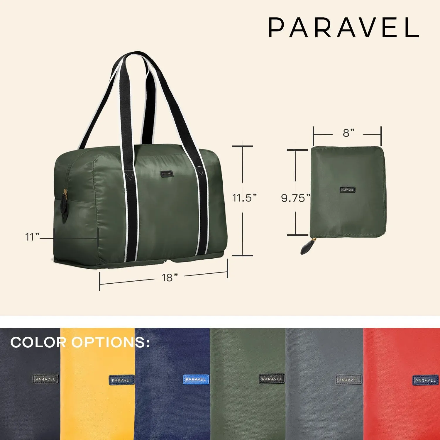 Foldable Duffle Bag for Travel | Lightweight, Water-Resistant, Multifunctional Carry On Bag | Sustainable and Durable Nylon