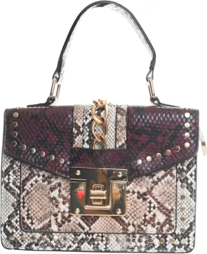 Forest & Twelfth Multicolor Snakeskin Pattern Handbag – Chic & Trendy Evening Bag for Ladies Colorful Snakeskin Purse