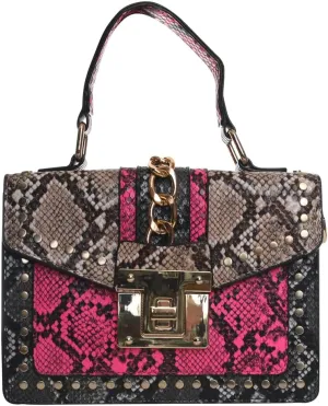 Forest & Twelfth Multicolor Snakeskin Pattern Handbag – Chic & Trendy Evening Bag for Ladies Colorful Snakeskin Purse