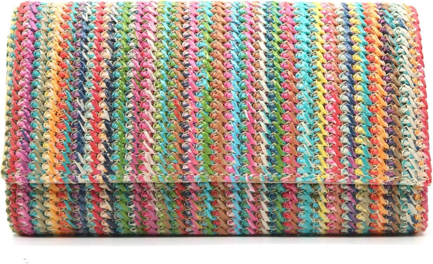 Fozehlad Straw Clutch Bags for Women Straw Beach Crossbody Purse Woven Envelope Wallet Fold Over Chain Shoulder Bag