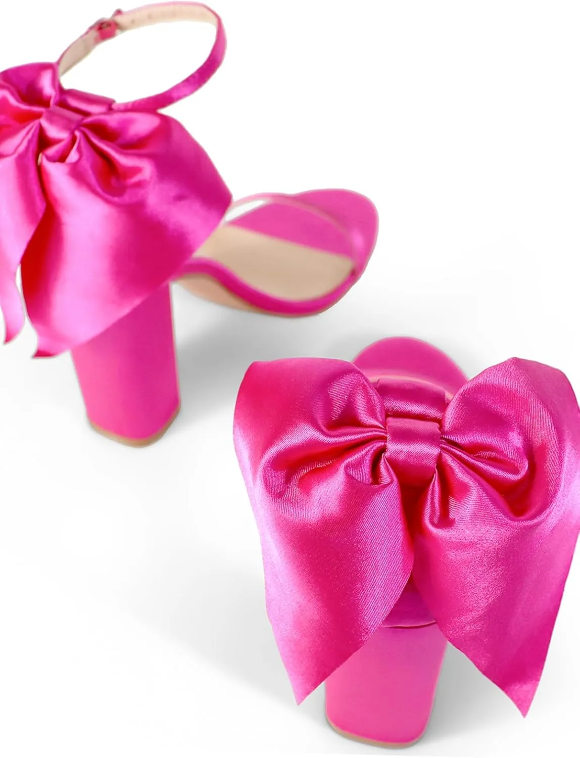 FREDERICK'S OF HOLLYWOOD Open Round Toe Ankle Strap Rhinestone Bow With Stiletto Heel, FOH-ATHENA