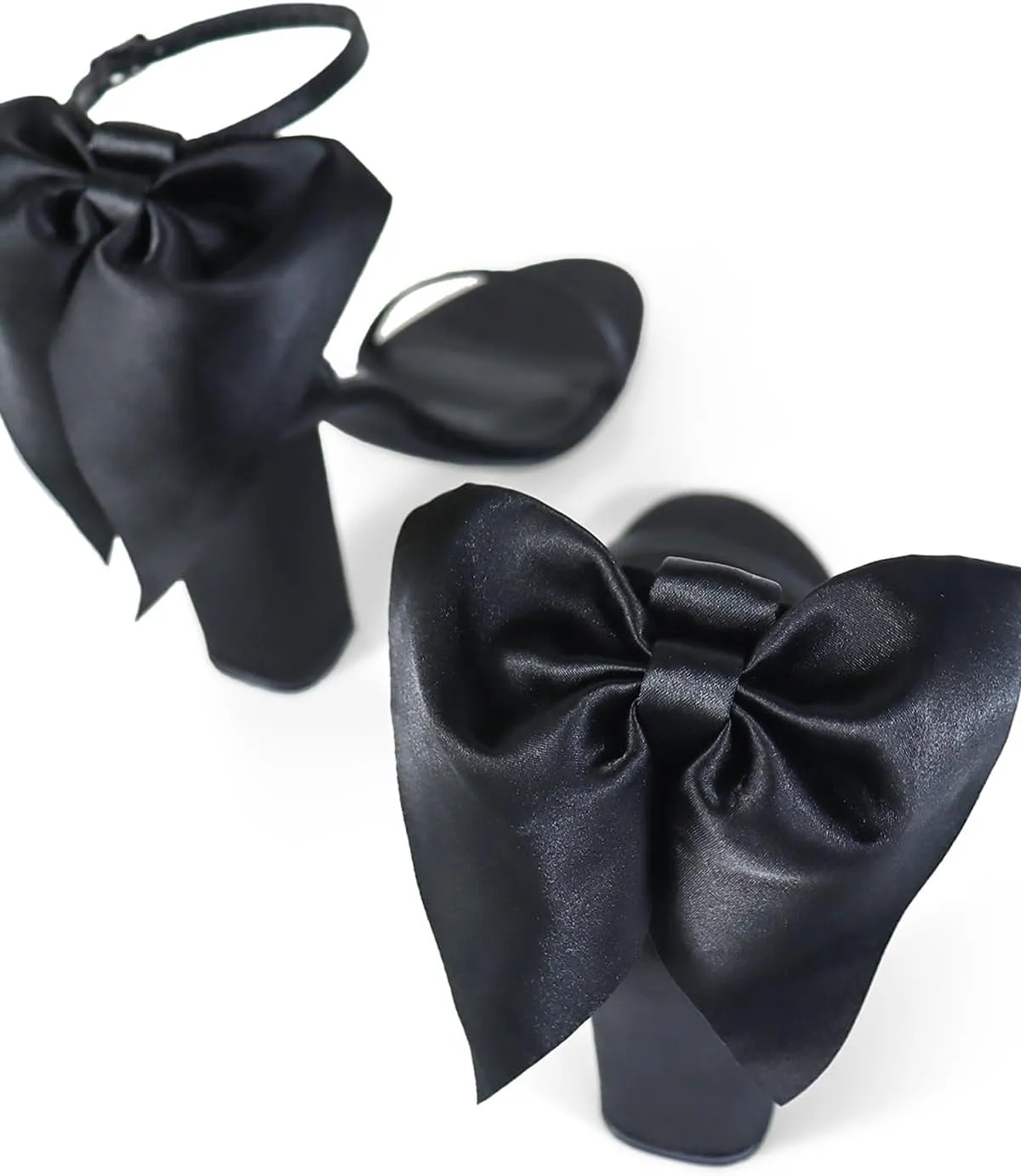 FREDERICK'S OF HOLLYWOOD Open Round Toe Ankle Strap Rhinestone Bow With Stiletto Heel, FOH-ATHENA
