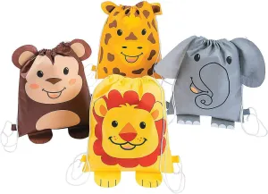 Fun Express Jungle Animal Drawstring Bags (12 Pack)