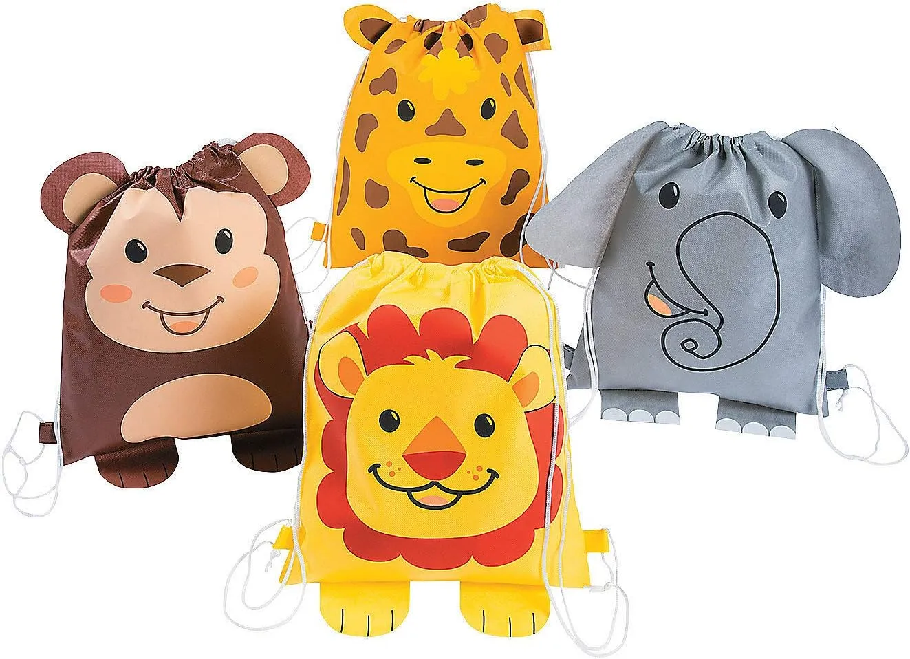 Fun Express Jungle Animal Drawstring Bags (12 Pack)
