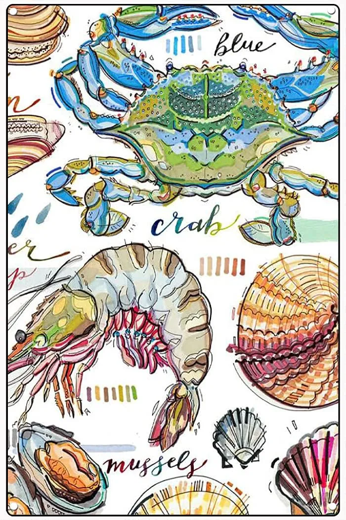 Fun Shellfish Seafood Ocean Beach Summertime. Wooden Jigsaw Puzzles School Challenge Puzzles Educational Game Puzzle for Adults Animal Plant Nature Floor Props Children's Gift 1000 PCS