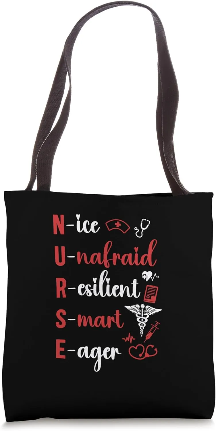 Funny Nurse Nice Unafraid Resilient Smart Eager Tote Bag
