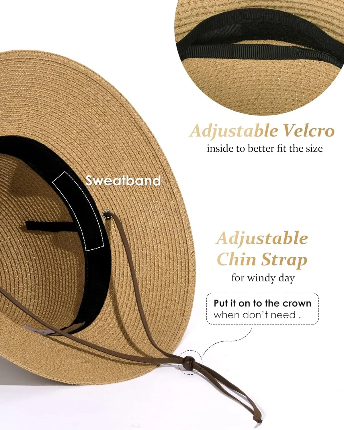 FURTALK Womens Wide Brim Sun Hat with Wind Lanyard UPF Summer Straw Sun Hats for Women