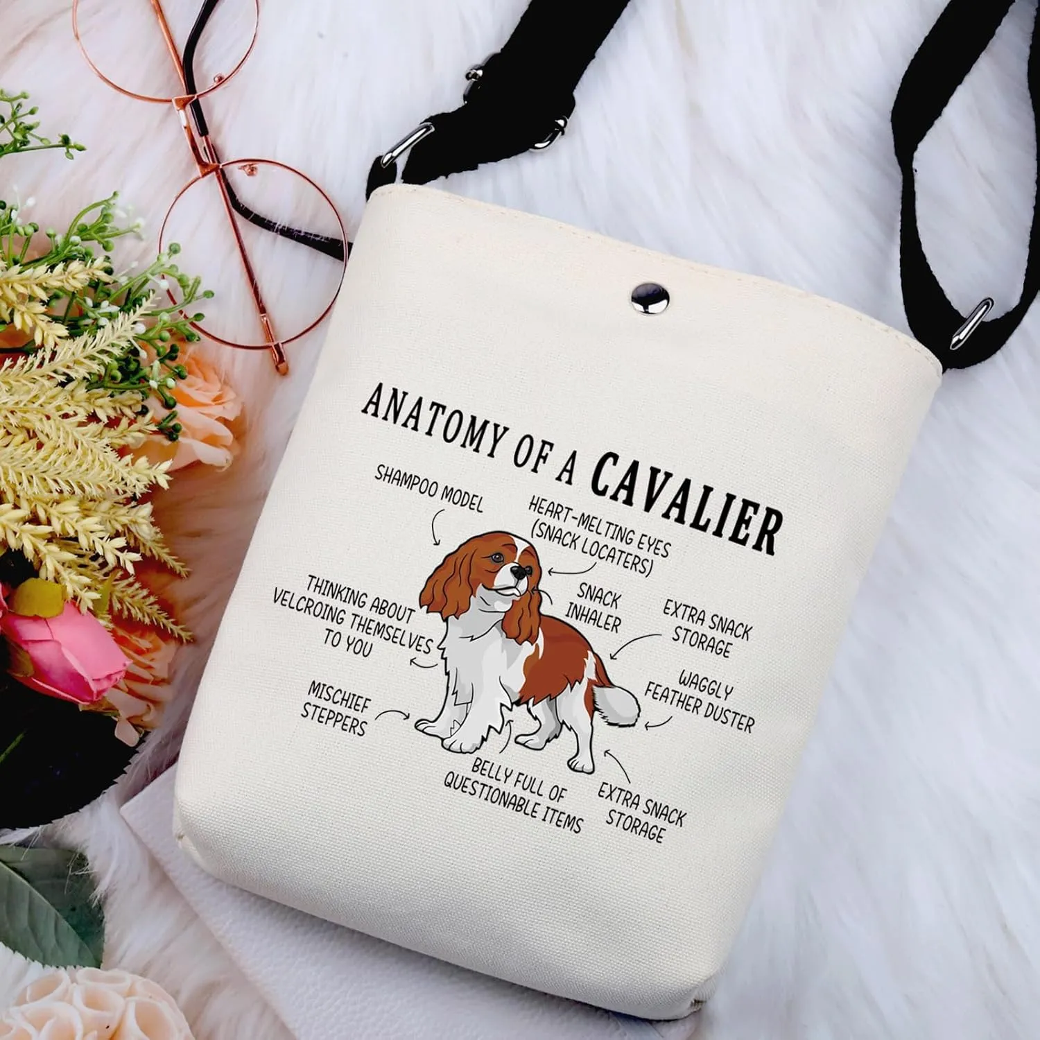 G2TUP Cavalier King Charles Spaniel Lover Gift Anatomy Of A Cavalier Makeup Bag Cavalier King Charles Spaniel Owner Cosmetics Bag Zipper Travel Bag (Of A Cavalier X)