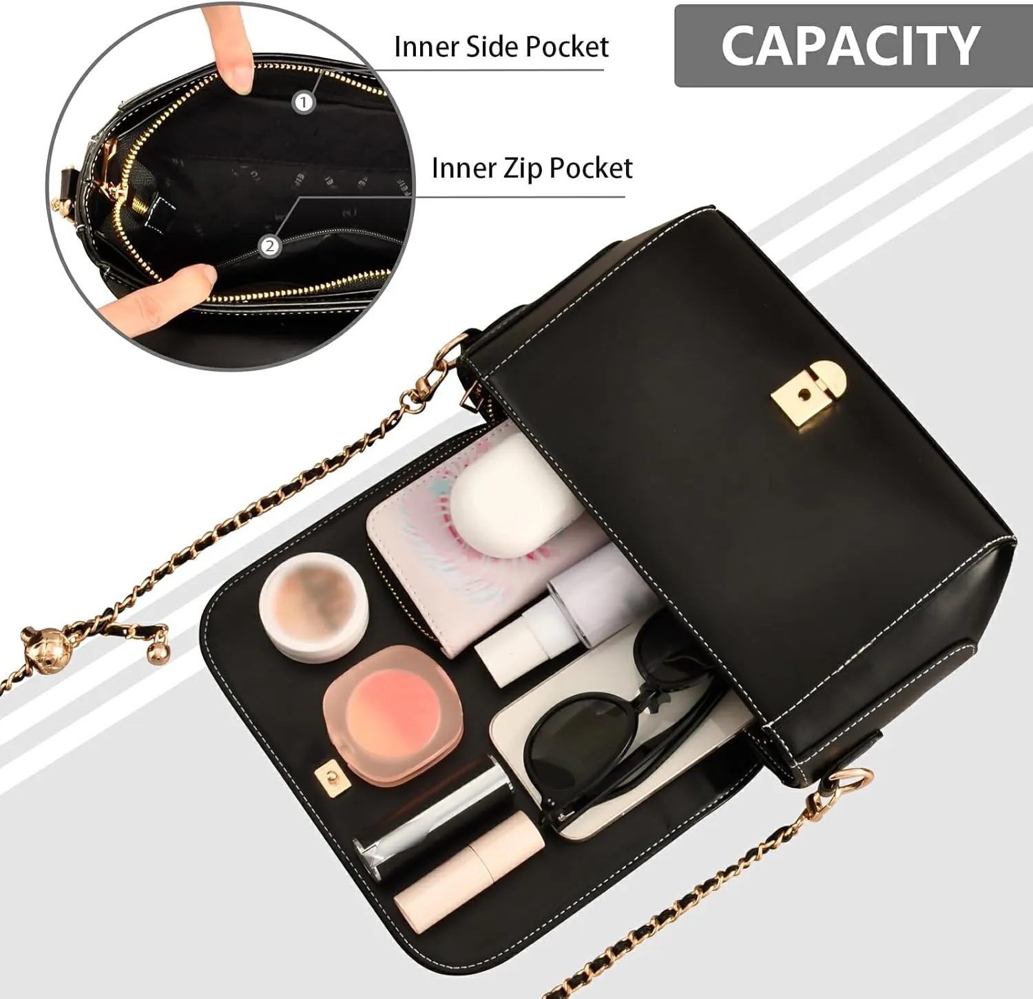 GAIGEO Arch Adorned with Flowers、 Leather Crossbody Purses for Women Trendy, Women's Shoulder Bag, Leather Crossbody Bag