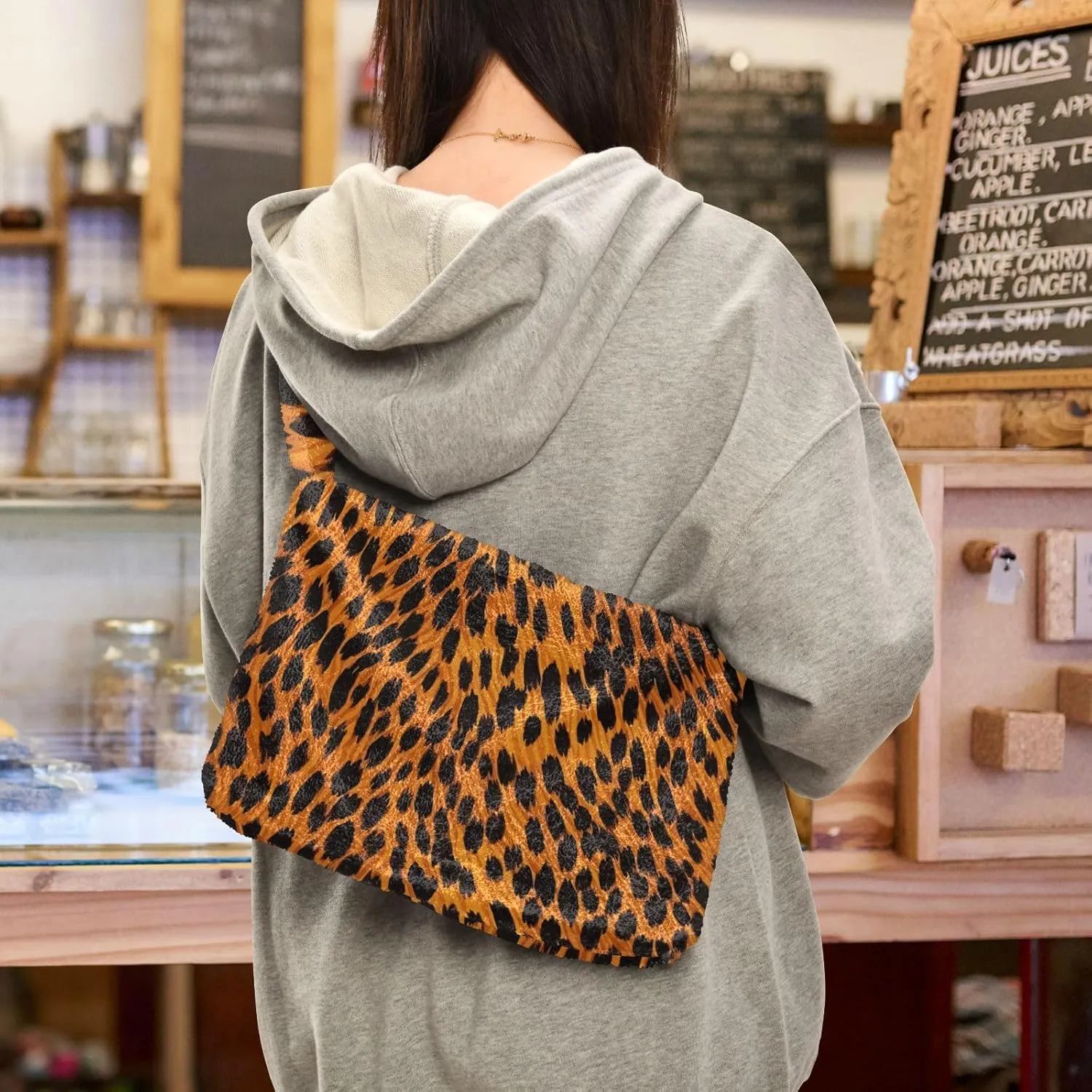 GAIGEO Cat Cartoon on Blue Black Ladies Shoulder Bag, Shoulder Purse with Zipper, Womens Outdoor Bag