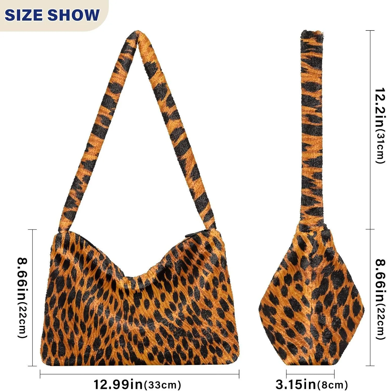 GAIGEO Cat Cartoon on Blue Black Ladies Shoulder Bag, Shoulder Purse with Zipper, Womens Outdoor Bag