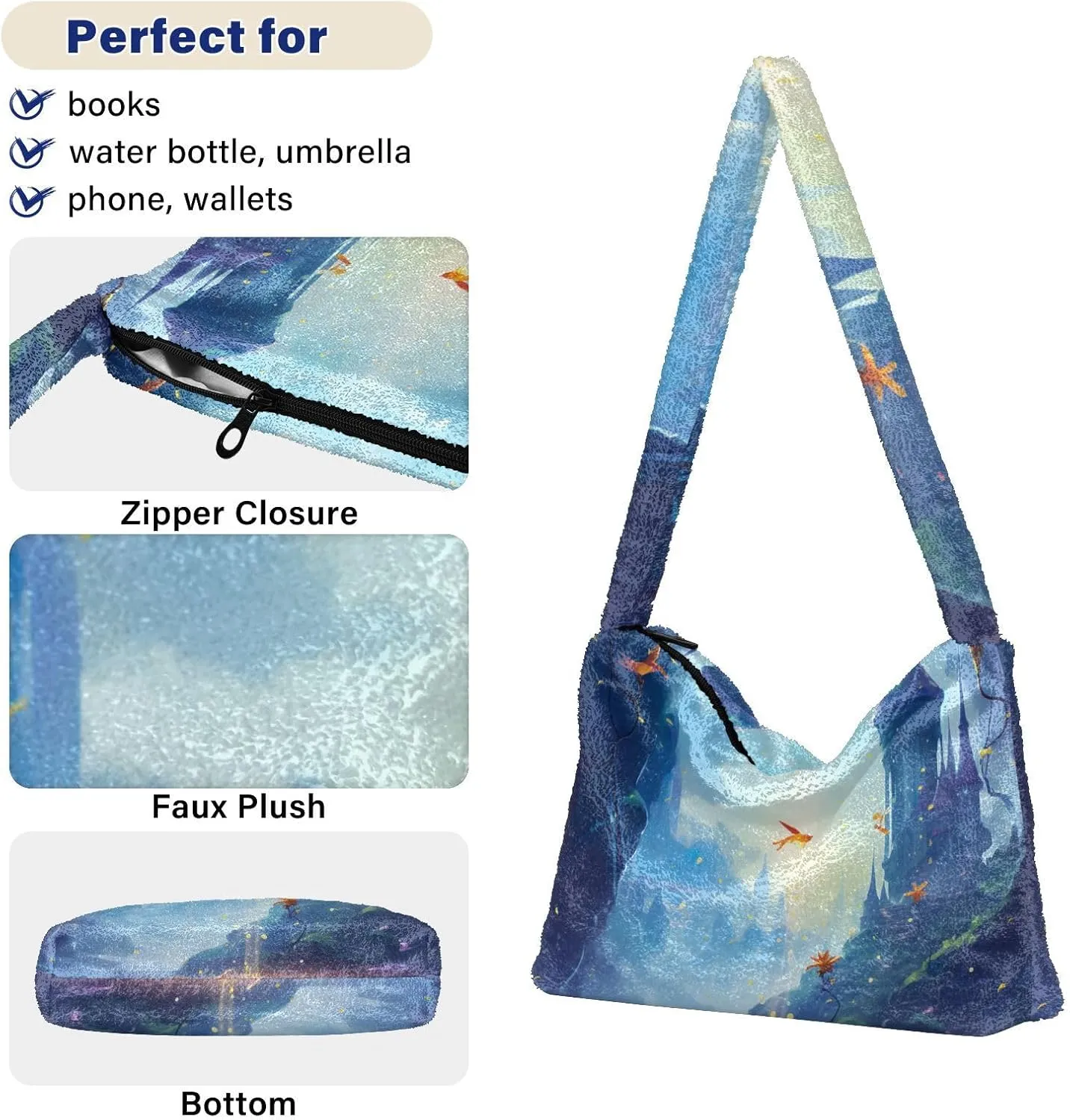 GAIGEO Colorful Forest Mushrooms Woman Shoulder Bag, Shoulder Bag for Women with Zipper, Womens Outdoor Bag