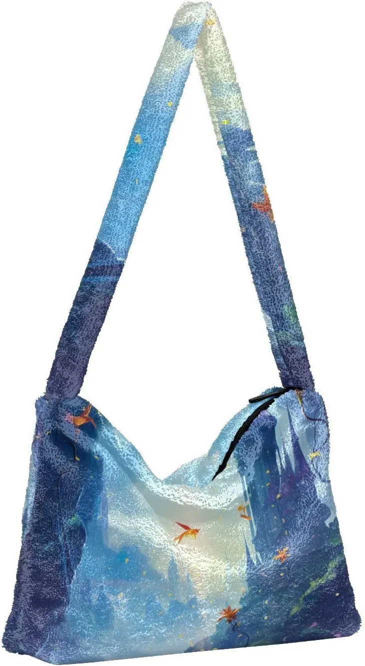 GAIGEO Colorful Forest Mushrooms Woman Shoulder Bag, Shoulder Bag for Women with Zipper, Womens Outdoor Bag