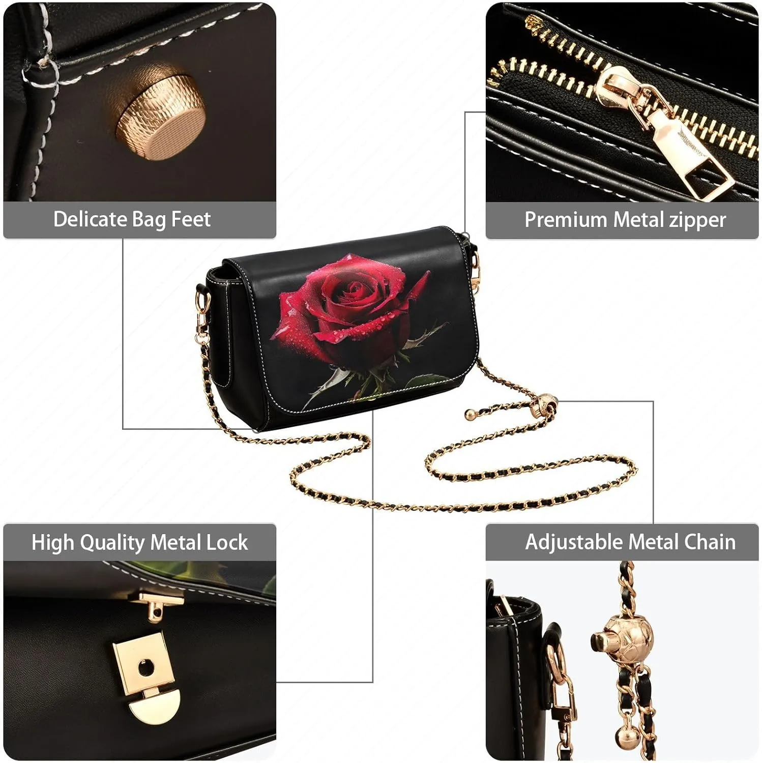 GAIGEO Fruitful Autumn Leather Crossbody Bags for Women Medium Size, Womens Crossbody Purse with Flap, Leather Crossbody Bag