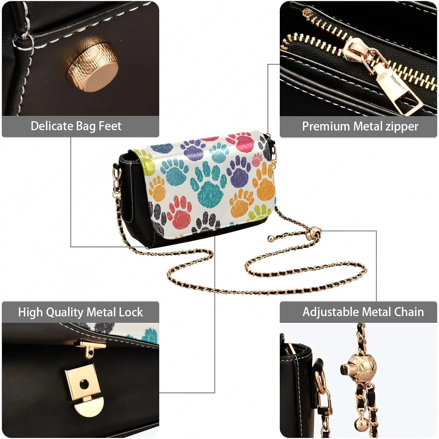 GAIGEO Watercolor Cupcakes Womens Leather Crossbody Bag, Leather Shoulder Bag, Shoulder Bag for Women