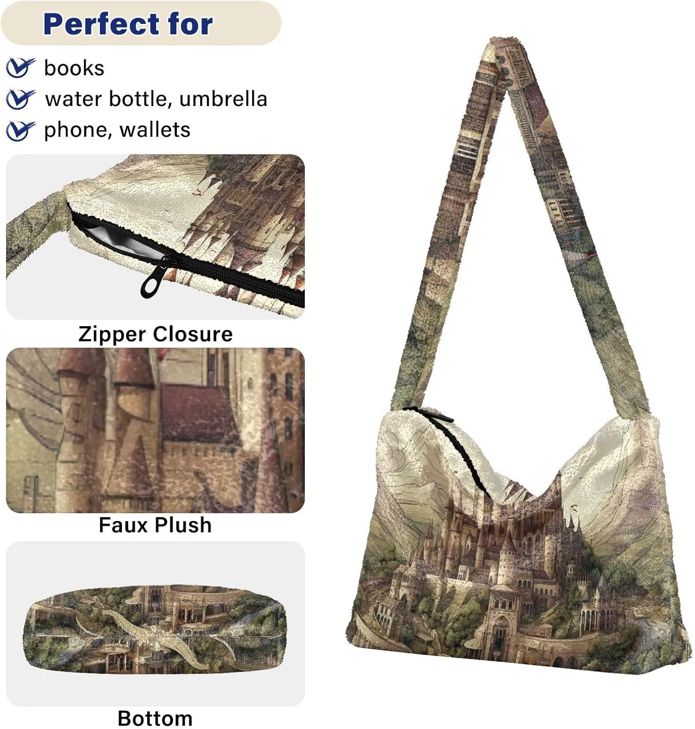 GAIGEO Winter Christmas Forest Deer Shoulder Handbag, Shoulder Bags for Women with Pockets, Autumn Handbags