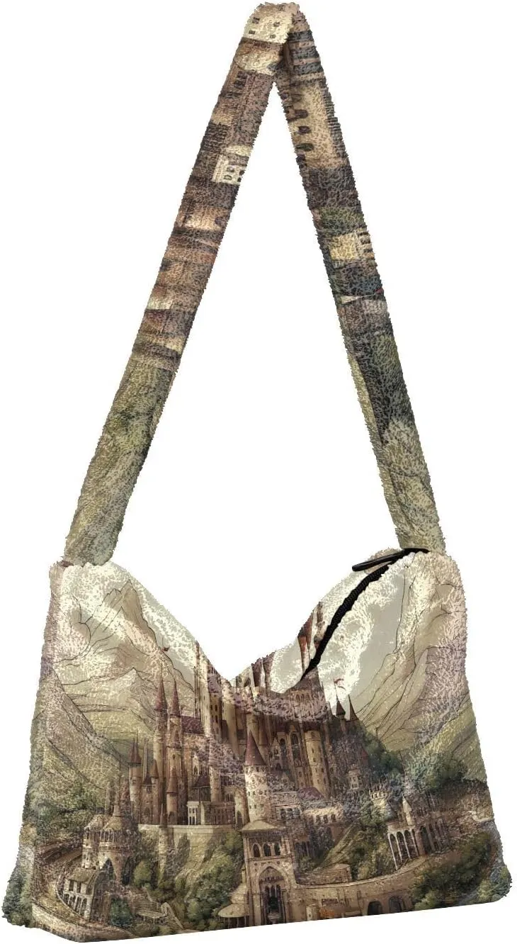 GAIGEO Winter Christmas Forest Deer Shoulder Handbag, Shoulder Bags for Women with Pockets, Autumn Handbags