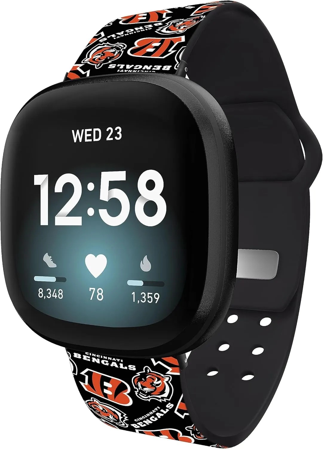 Game Time Cincinnati Bengals HD Watch Band Compatible with Fitbit Versa 3 and Sense