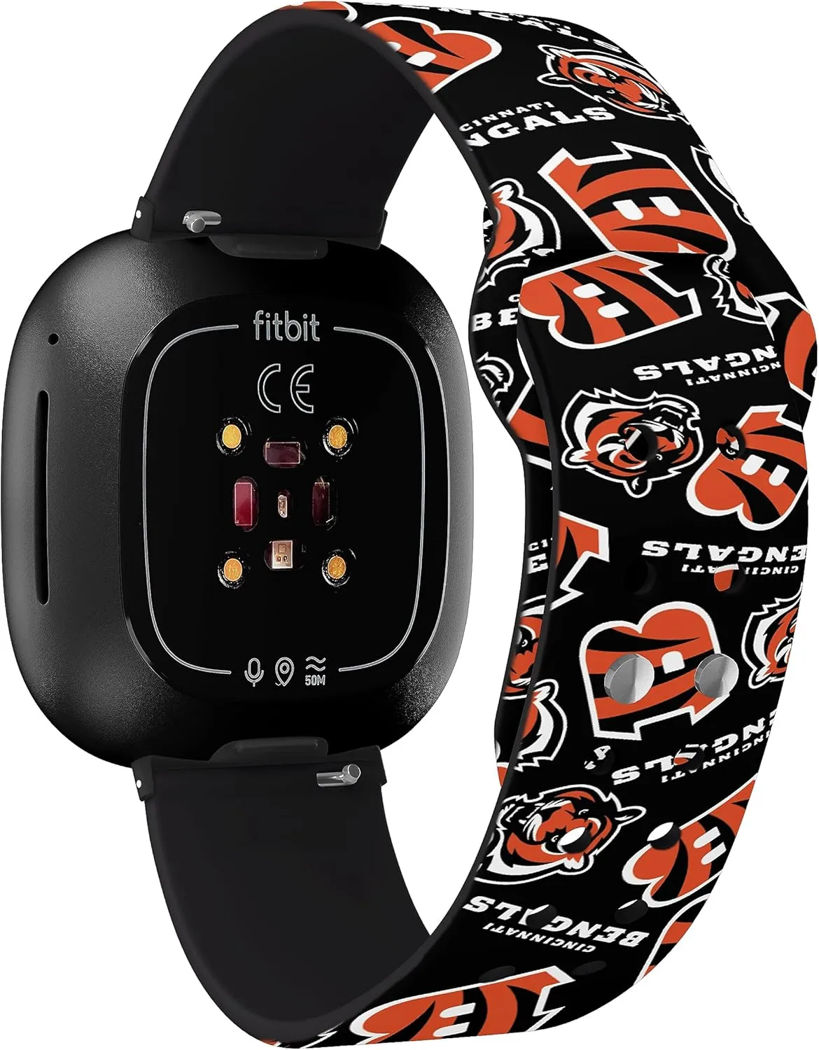 Game Time Cincinnati Bengals HD Watch Band Compatible with Fitbit Versa 3 and Sense
